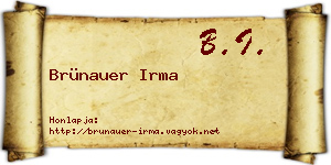 Brünauer Irma névjegykártya